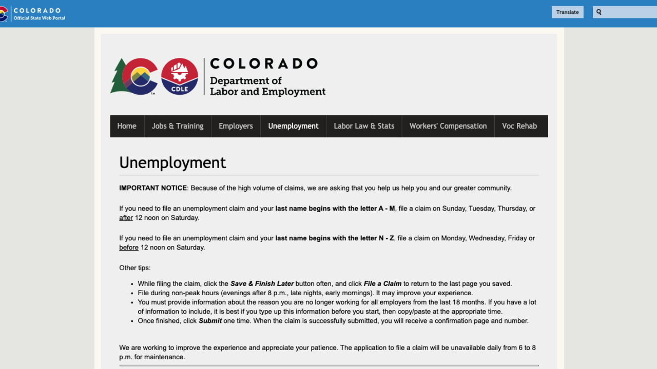 Colorado makes changes to unemployment filing process to ease volume on state website